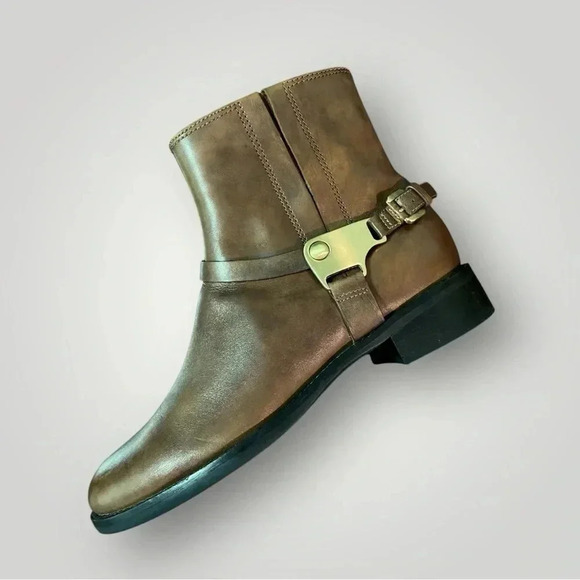 Ecco Leather Boots Round Toe Side Zip Block Heel Ankle Womens Size 37 - Picture 4 of 13